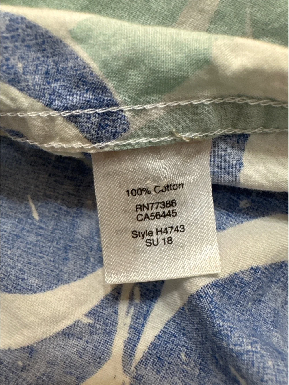J.Crew Men's XL Short Sleeve Button-Up Shirt Blue and Green Patterned 100% Cotot